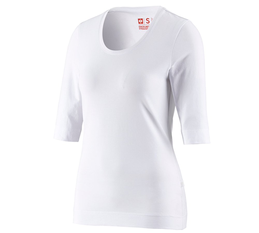 T-Shirts, Pullover & Skjorter: e.s. Shirt 3/4-ærmer cotton stretch, damer + hvid