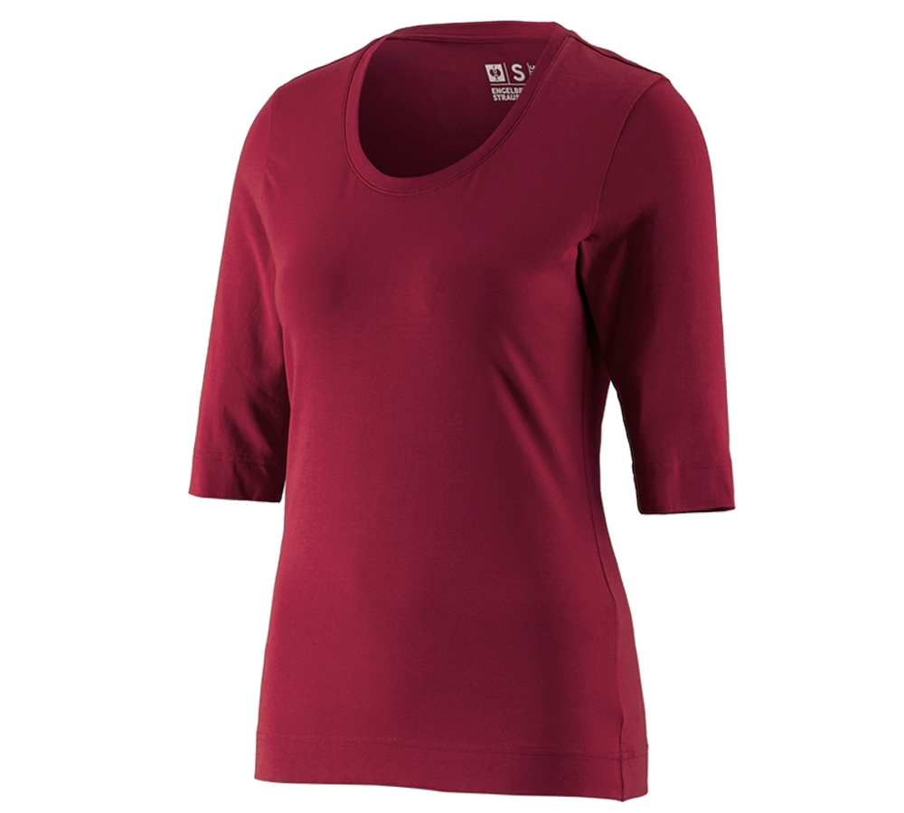 T-Shirts, Pullover & Skjorter: e.s. Shirt 3/4-ærmer cotton stretch, damer + bordeaux