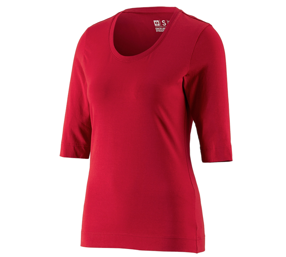 T-Shirts, Pullover & Skjorter: e.s. Shirt 3/4-ærmer cotton stretch, damer + ildrød