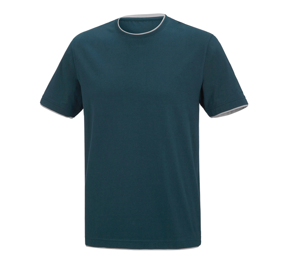 T-Shirts, Pullover & Skjorter: e.s. T-Shirt cotton stretch Layer + havblå/platin