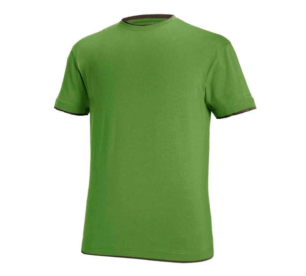 T-Shirts, Pullover & Skjorter: e.s. T-Shirt cotton stretch Layer + havgrøn/kastanje