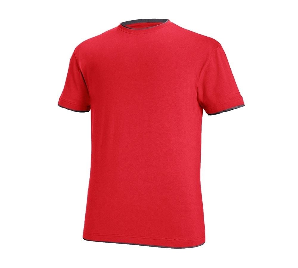 T-Shirts, Pullover & Skjorter: e.s. T-Shirt cotton stretch Layer + ildrød/sort