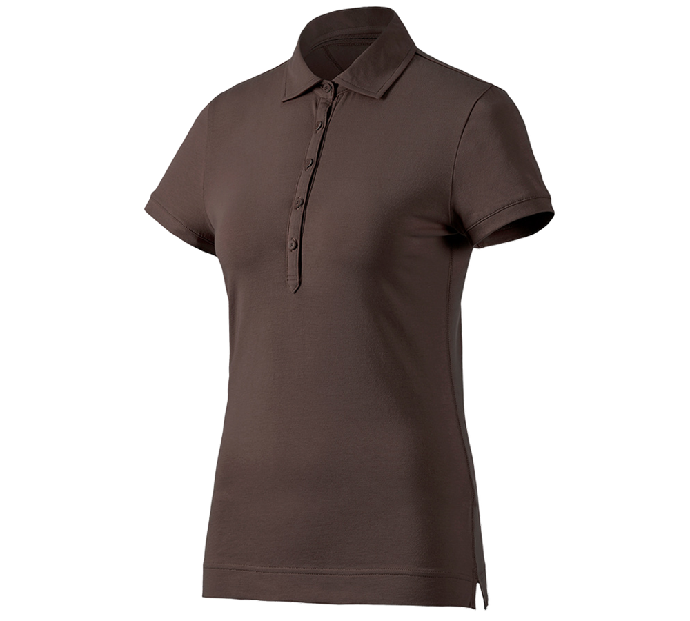 T-Shirts, Pullover & Skjorter: e.s. Polo-Shirt cotton stretch, damer + kastanje