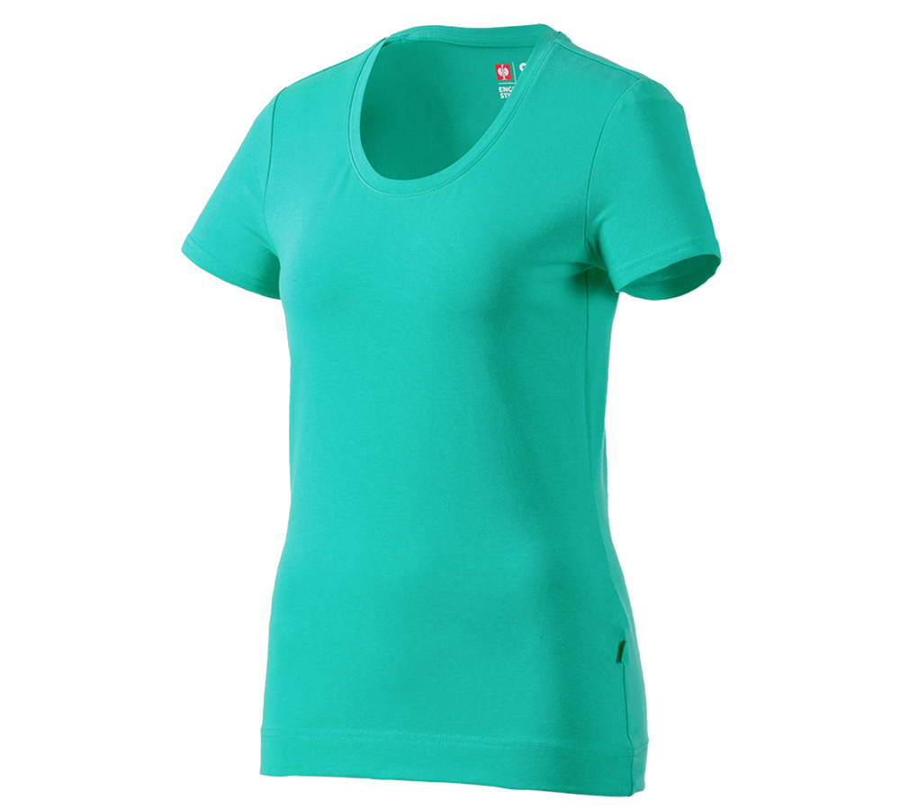 T-Shirts, Pullover & Skjorter: e.s. T-Shirt cotton stretch, damer + lagune