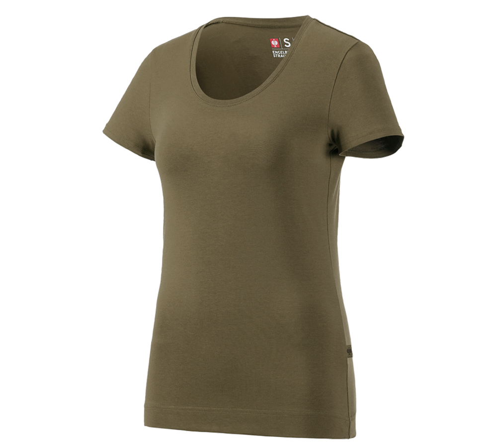T-Shirts, Pullover & Skjorter: e.s. T-Shirt cotton stretch, damer + slamgrøn