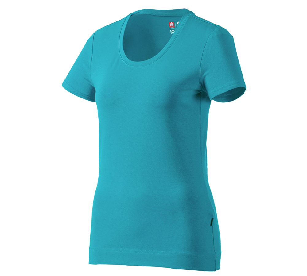 T-Shirts, Pullover & Skjorter: e.s. T-Shirt cotton stretch, damer + ocean
