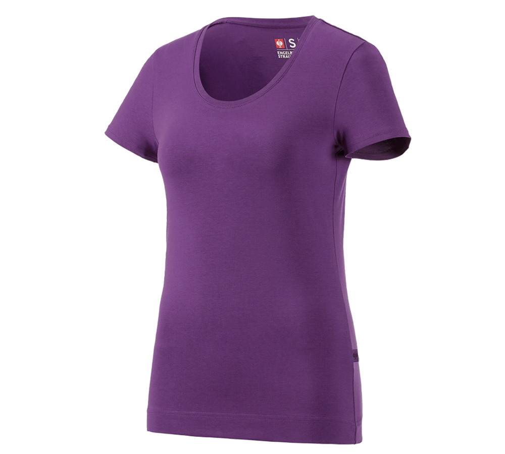 T-Shirts, Pullover & Skjorter: e.s. T-Shirt cotton stretch, damer + violet