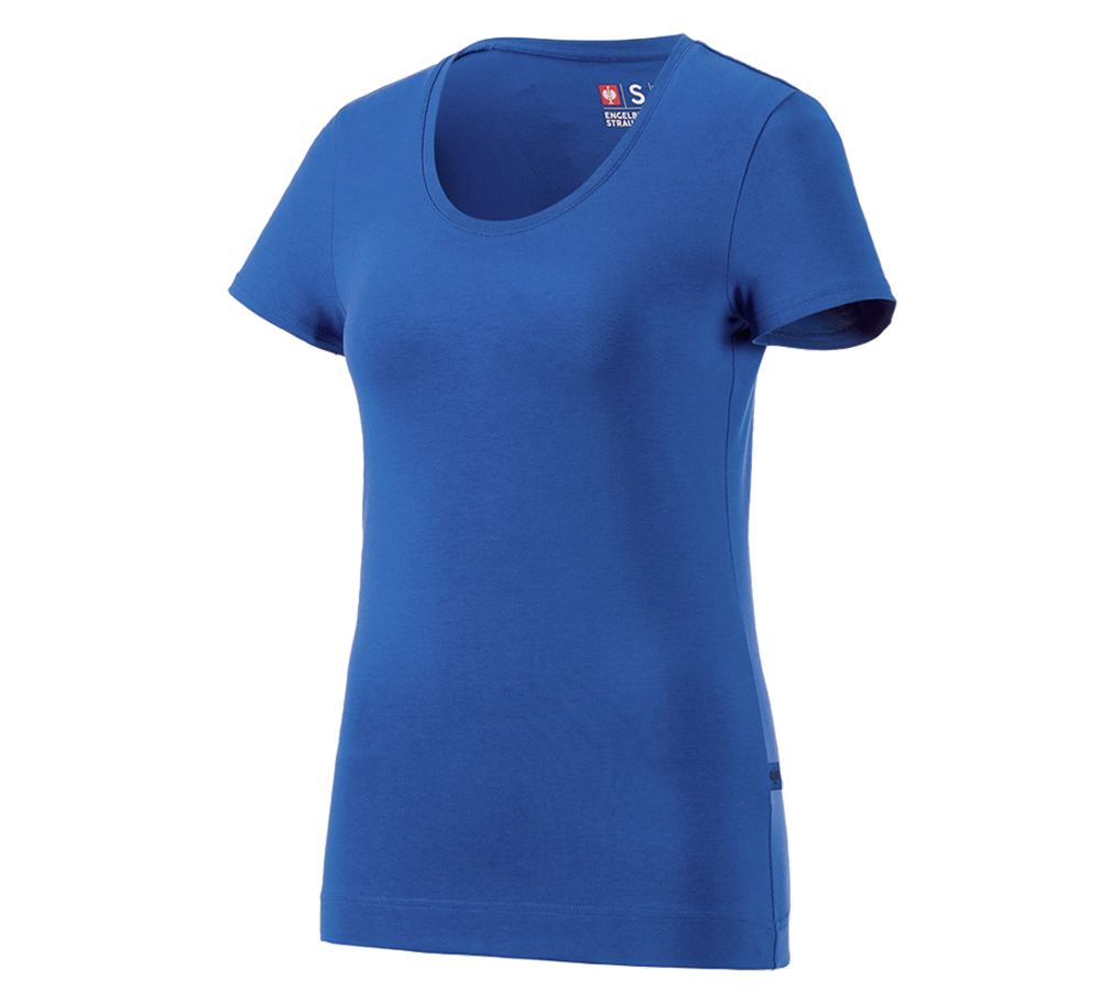 T-Shirts, Pullover & Skjorter: e.s. T-Shirt cotton stretch, damer + ensianblå