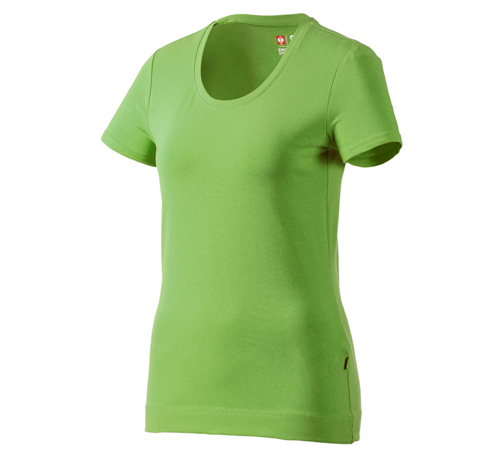 T-Shirts, Pullover & Skjorter: e.s. T-Shirt cotton stretch, damer + havgrøn