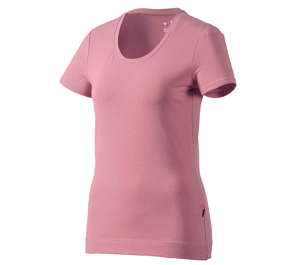 T-Shirts, Pullover & Skjorter: e.s. T-Shirt cotton stretch, damer + gammelrosa