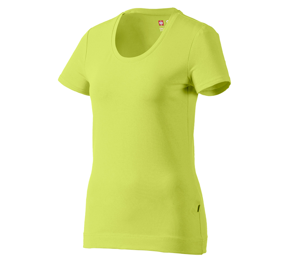 T-Shirts, Pullover & Skjorter: e.s. T-Shirt cotton stretch, damer + majgrøn
