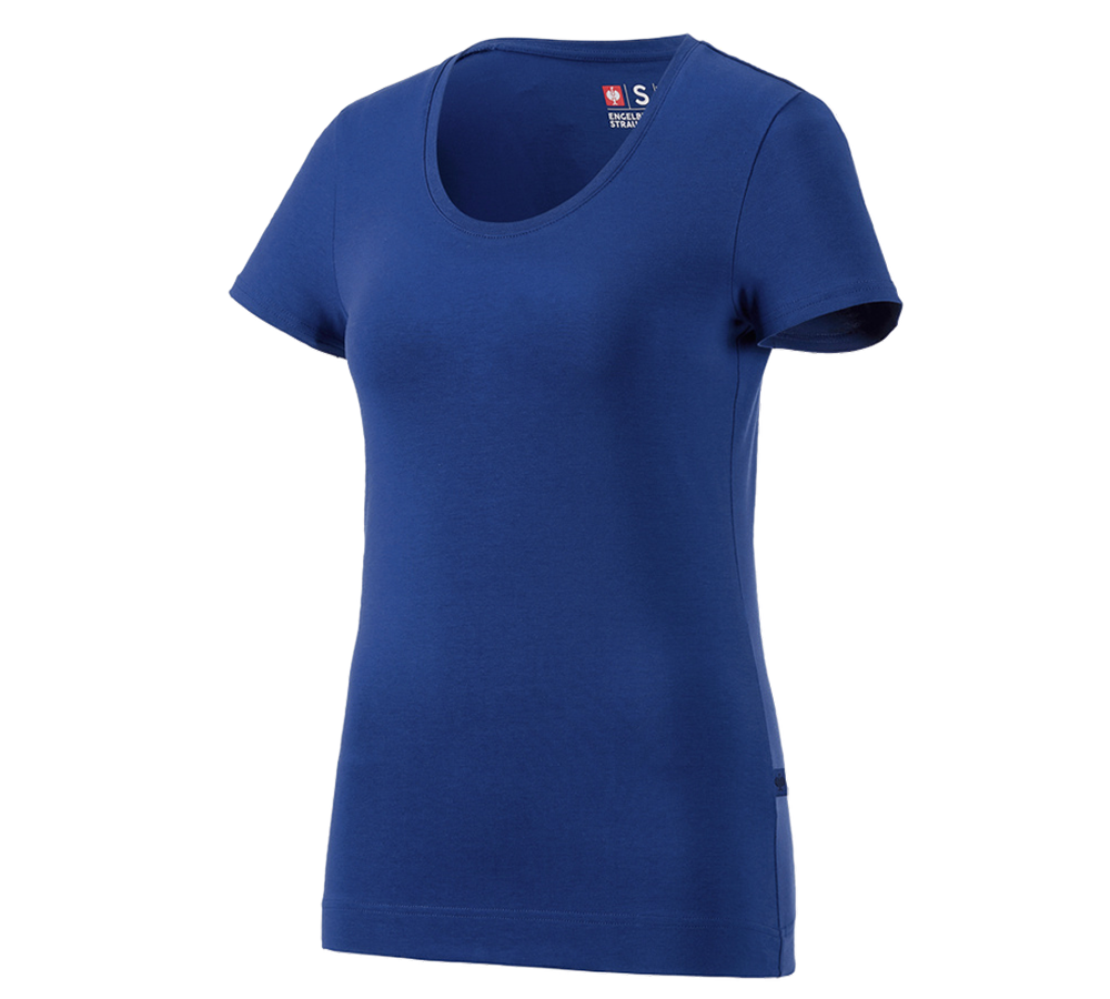 T-Shirts, Pullover & Skjorter: e.s. T-Shirt cotton stretch, damer + kornblå