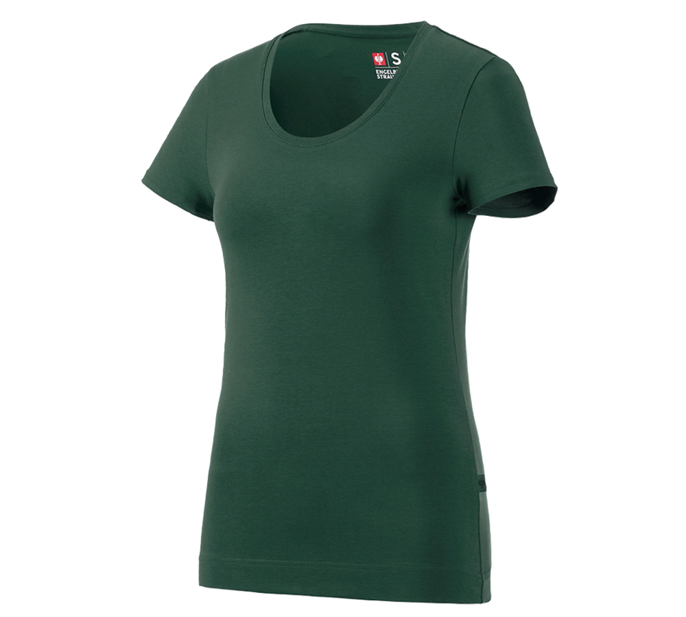 T-Shirts, Pullover & Skjorter: e.s. T-Shirt cotton stretch, damer + grøn