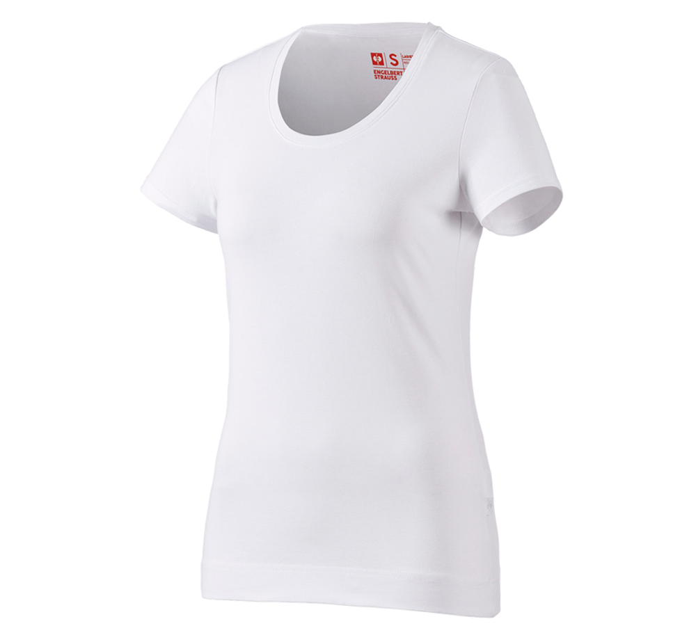 T-Shirts, Pullover & Skjorter: e.s. T-Shirt cotton stretch, damer + hvid