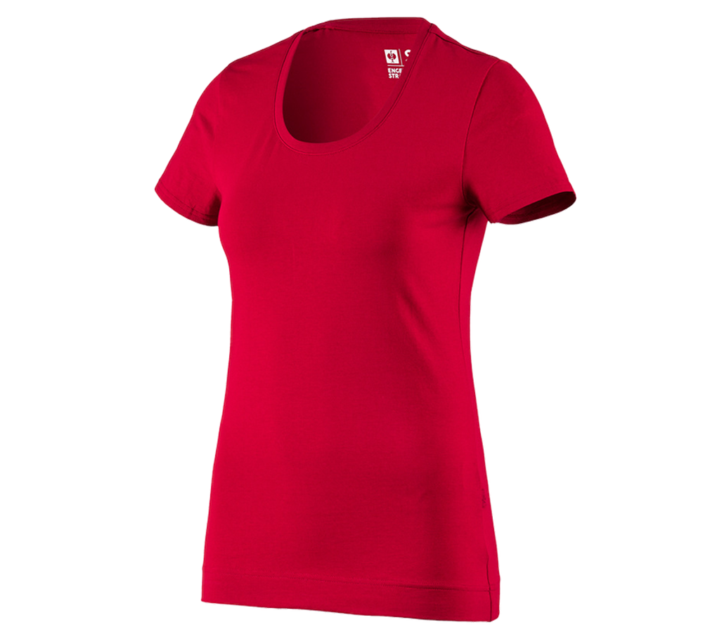 T-Shirts, Pullover & Skjorter: e.s. T-Shirt cotton stretch, damer + ildrød