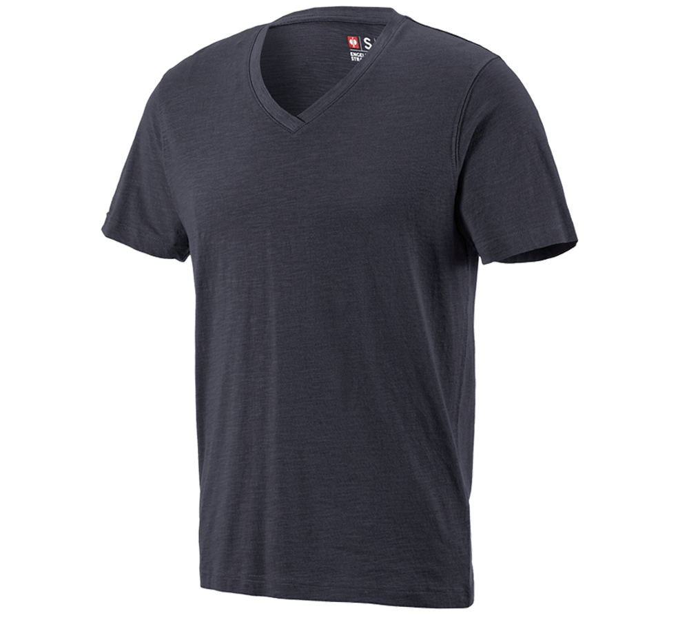 T-Shirts, Pullover & Skjorter: e.s. T-Shirt cotton slub V-Neck + safir