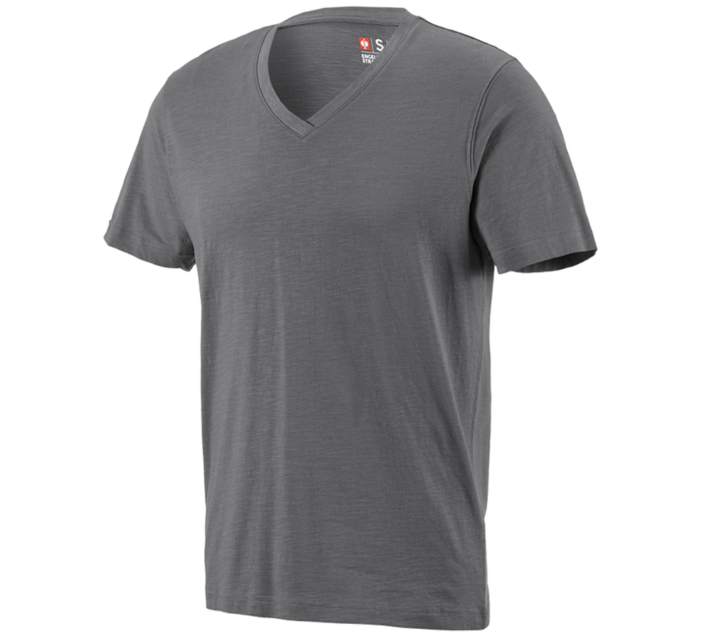 T-Shirts, Pullover & Skjorter: e.s. T-Shirt cotton slub V-Neck + cement