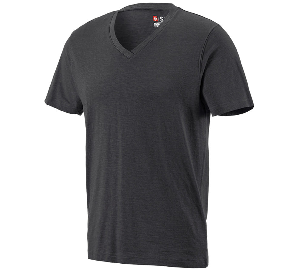 T-Shirts, Pullover & Skjorter: e.s. T-Shirt cotton slub V-Neck + grafit