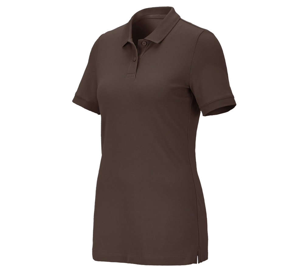 T-Shirts, Pullover & Skjorter: e.s. Pique-Polo cotton stretch, damer + kastanje