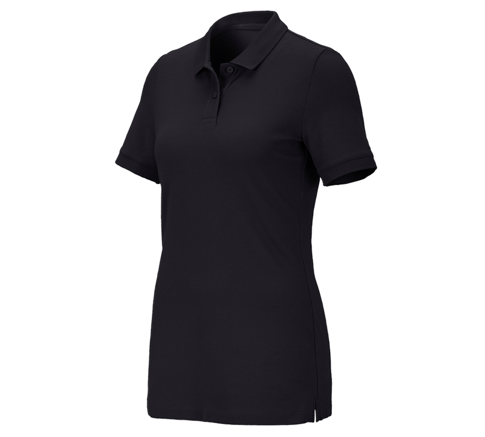 T-Shirts, Pullover & Skjorter: e.s. Pique-Polo cotton stretch, damer + sort