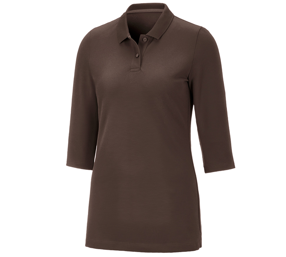 T-Shirts, Pullover & Skjorter: e.s. Pique-Polo 3/4-ærme cotton stretch, damer + kastanje