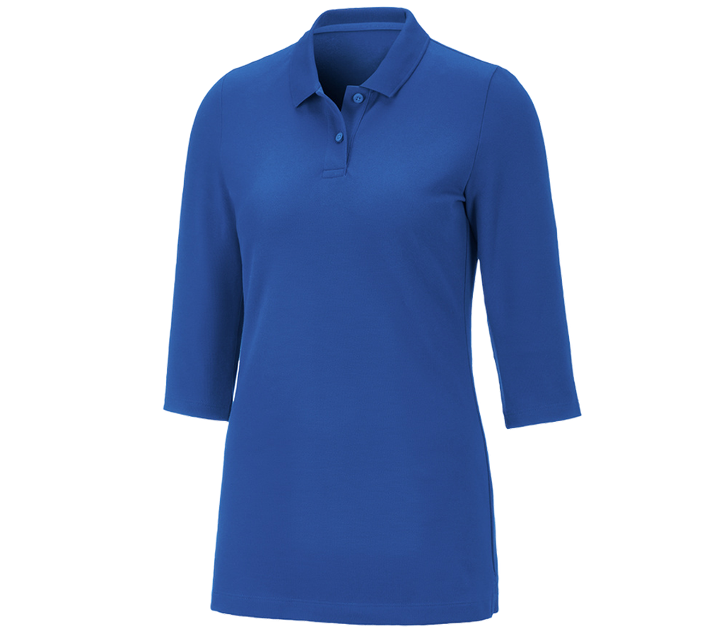 T-Shirts, Pullover & Skjorter: e.s. Pique-Polo 3/4-ærme cotton stretch, damer + ensianblå