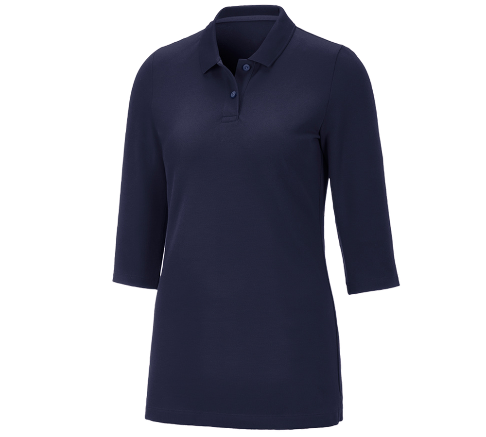 Plumbers / Installers: e.s. Pique-Polo 3/4-sleeve cotton stretch, ladies' + navy