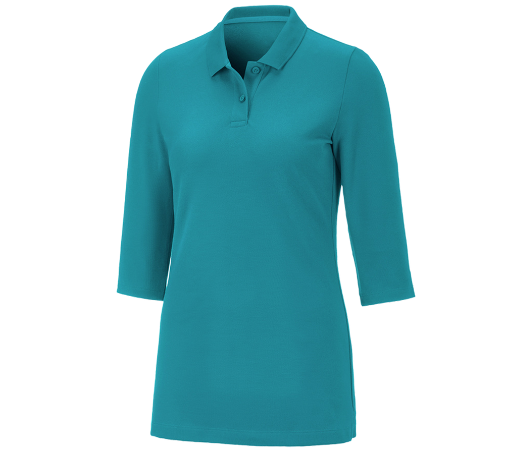 T-Shirts, Pullover & Skjorter: e.s. Pique-Polo 3/4-ærme cotton stretch, damer + ocean