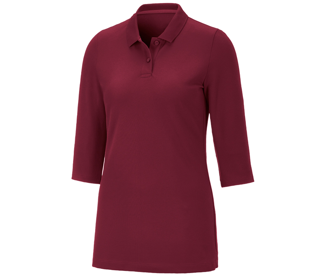 T-Shirts, Pullover & Skjorter: e.s. Pique-Polo 3/4-ærme cotton stretch, damer + bordeaux