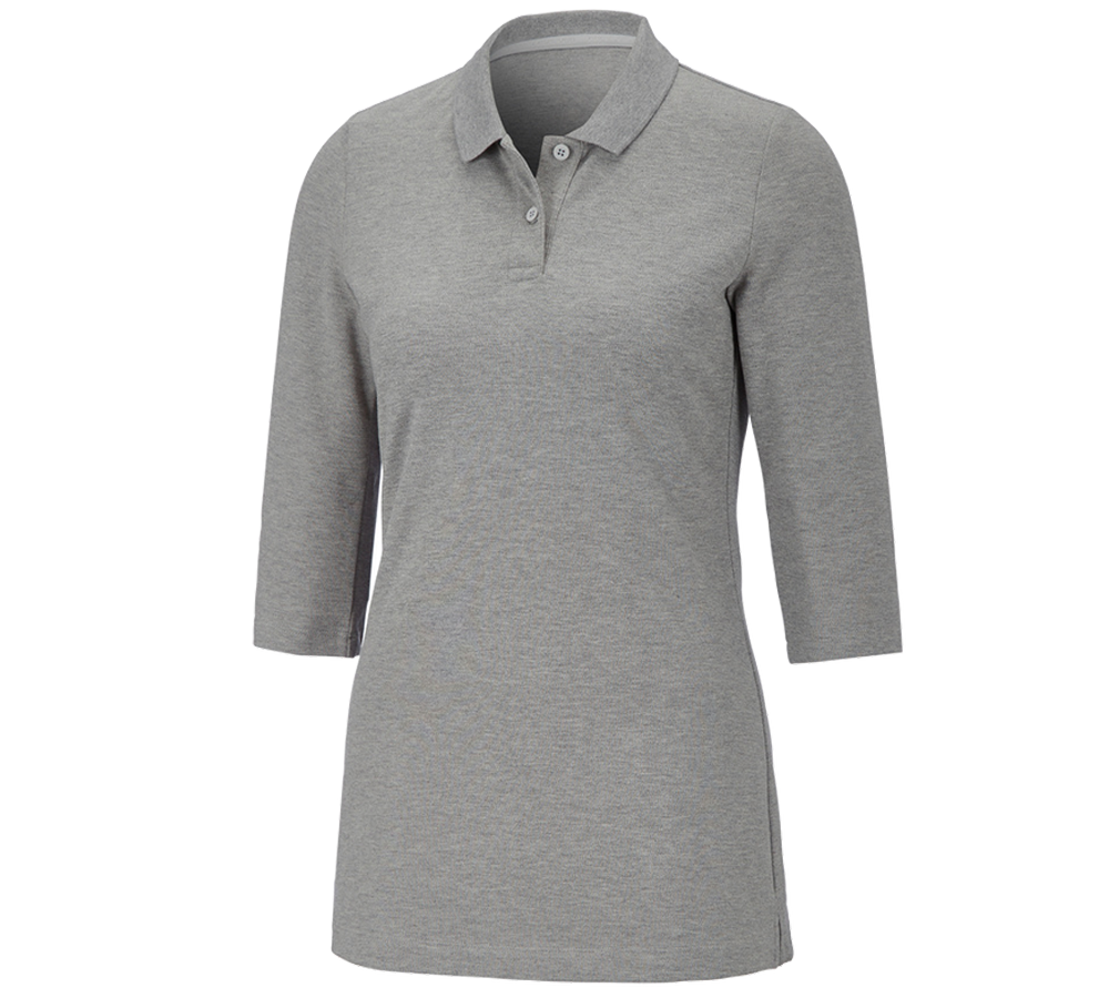 Joiners / Carpenters: e.s. Pique-Polo 3/4-sleeve cotton stretch, ladies' + grey melange
