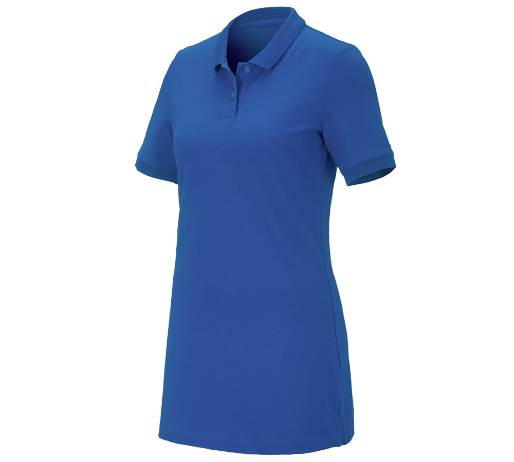 T-Shirts, Pullover & Skjorter: e.s. Pique-Polo cotton stretch, damer, long fit + ensianblå