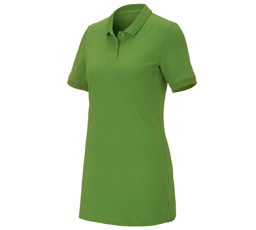 T-Shirts, Pullover & Skjorter: e.s. Pique-Polo cotton stretch, damer, long fit + havgrøn