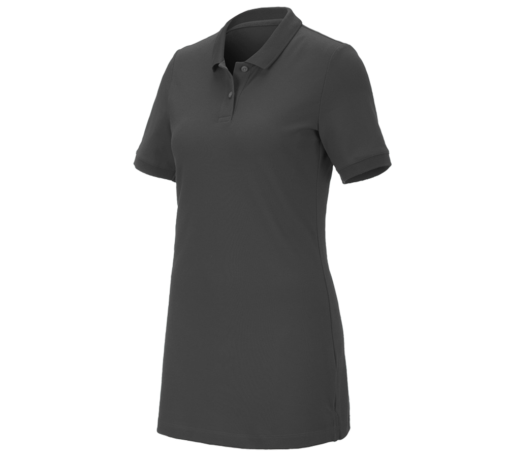 T-Shirts, Pullover & Skjorter: e.s. Pique-Polo cotton stretch, damer, long fit + antracit
