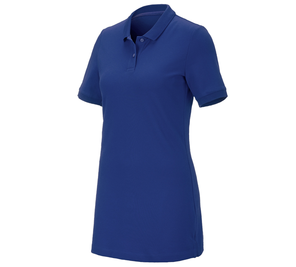 T-Shirts, Pullover & Skjorter: e.s. Pique-Polo cotton stretch, damer, long fit + kornblå