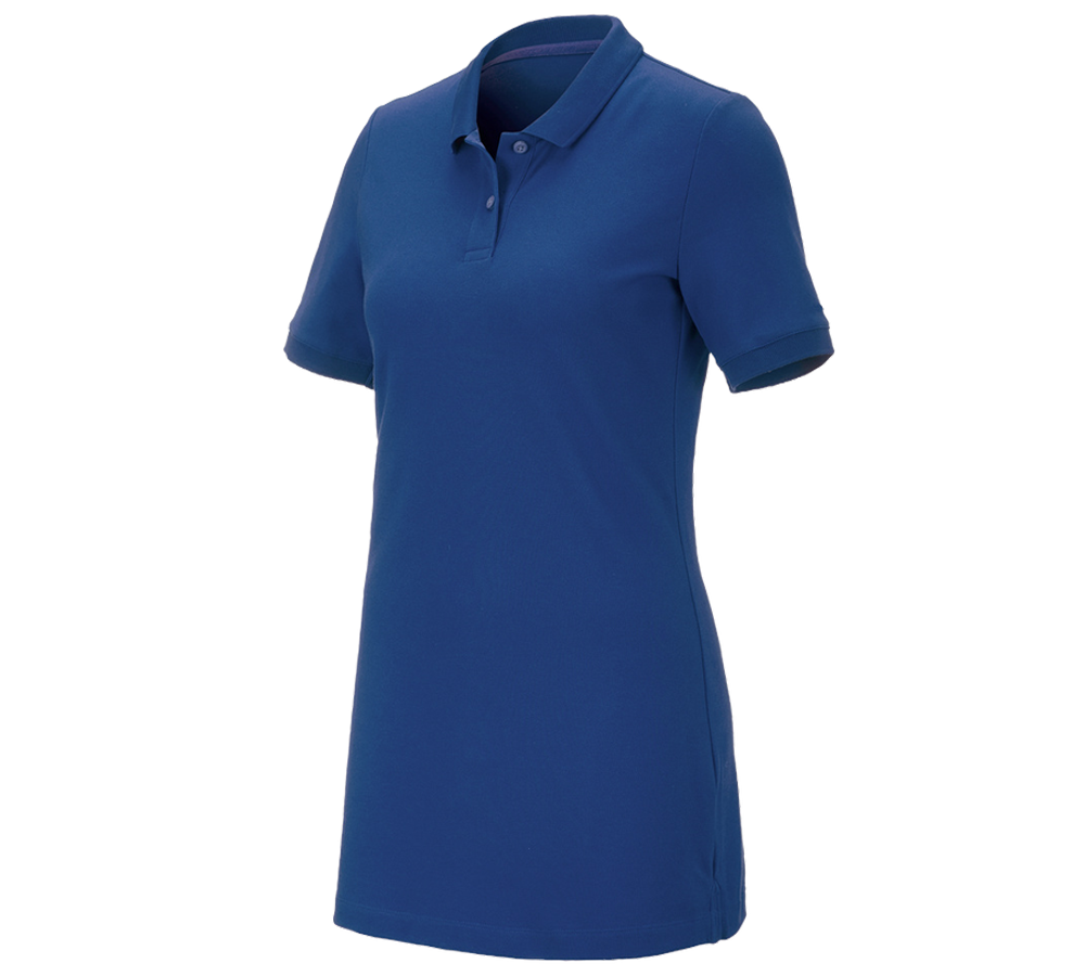 T-Shirts, Pullover & Skjorter: e.s. Pique-Polo cotton stretch, damer, long fit + alkaliblå