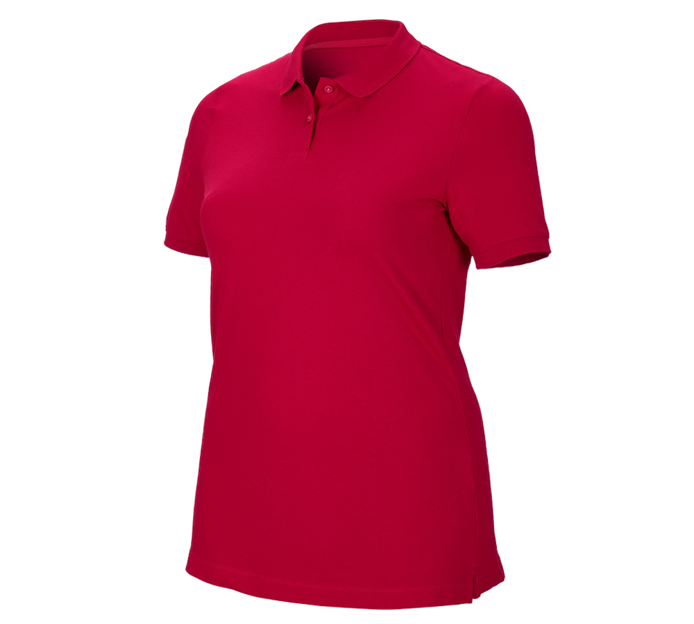 T-Shirts, Pullover & Skjorter: e.s. Pique-Polo cotton stretch, damer, plus fit + ildrød
