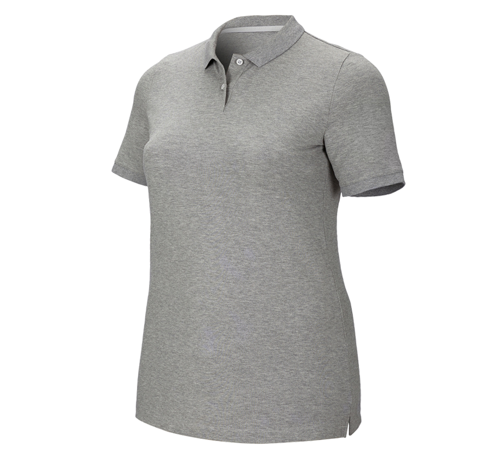 T-Shirts, Pullover & Skjorter: e.s. Pique-Polo cotton stretch, damer, plus fit + gråmeleret