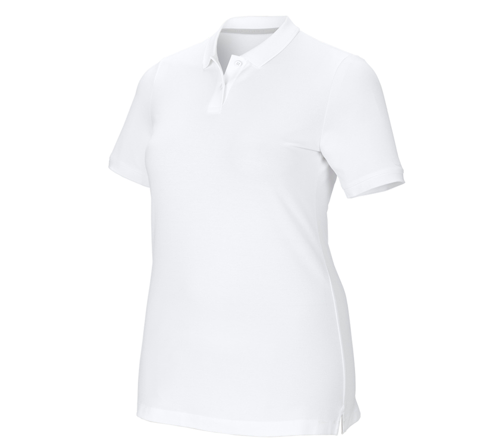 T-Shirts, Pullover & Skjorter: e.s. Pique-Polo cotton stretch, damer, plus fit + hvid