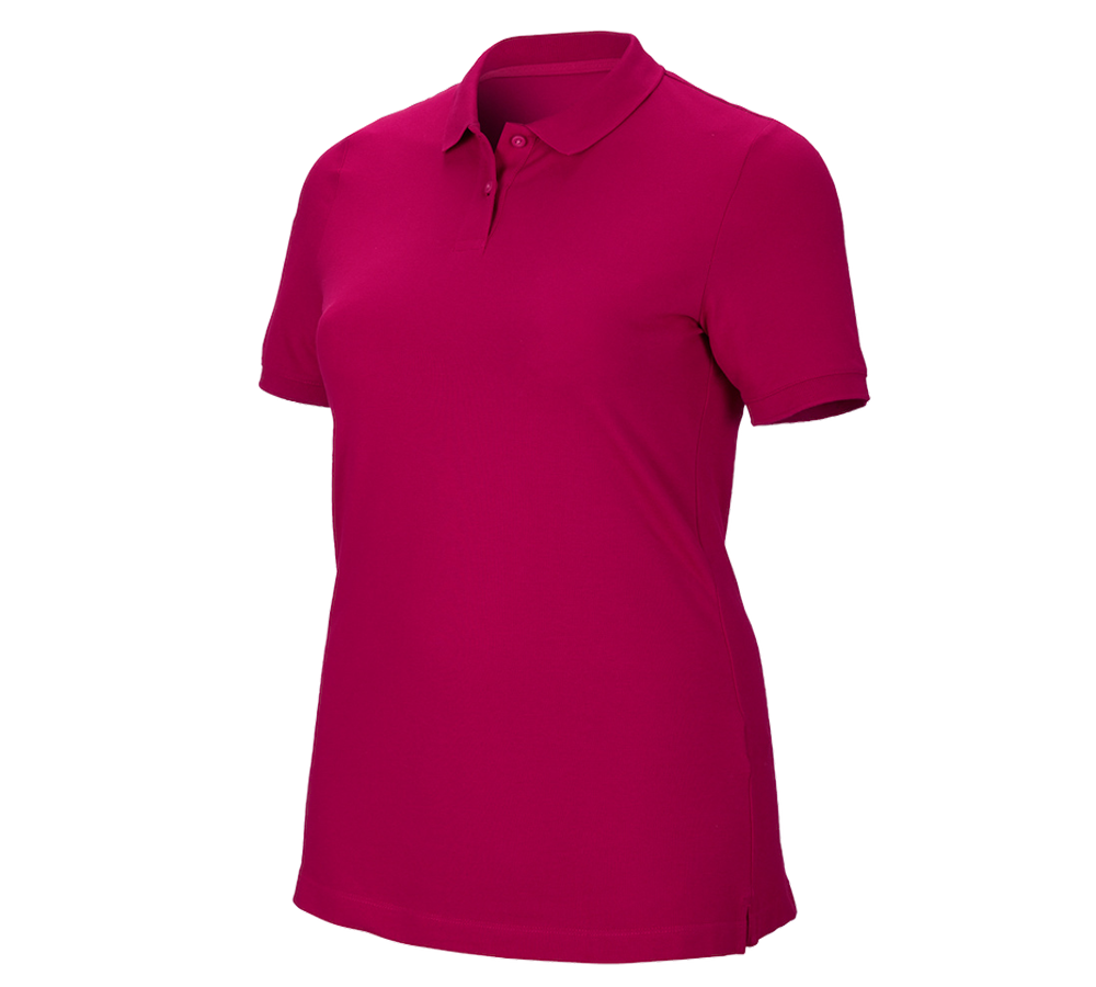 Gardening / Forestry / Farming: e.s. Pique-Polo cotton stretch, ladies', plus fit + berry