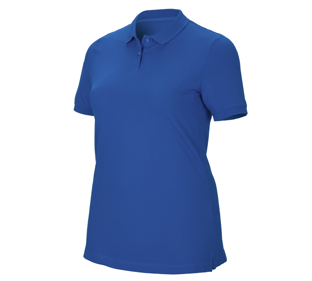 Gardening / Forestry / Farming: e.s. Pique-Polo cotton stretch, ladies', plus fit + gentianblue
