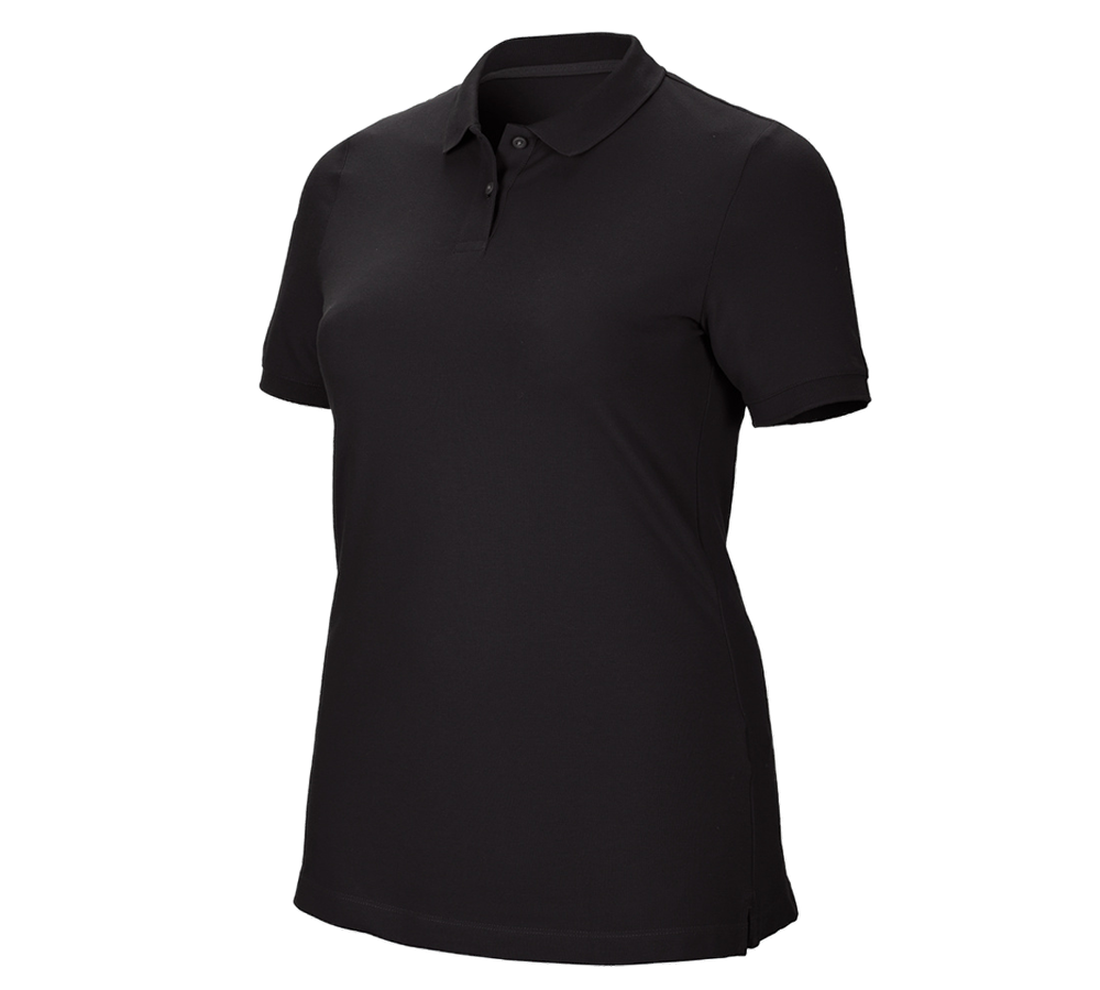 T-Shirts, Pullover & Skjorter: e.s. Pique-Polo cotton stretch, damer, plus fit + sort