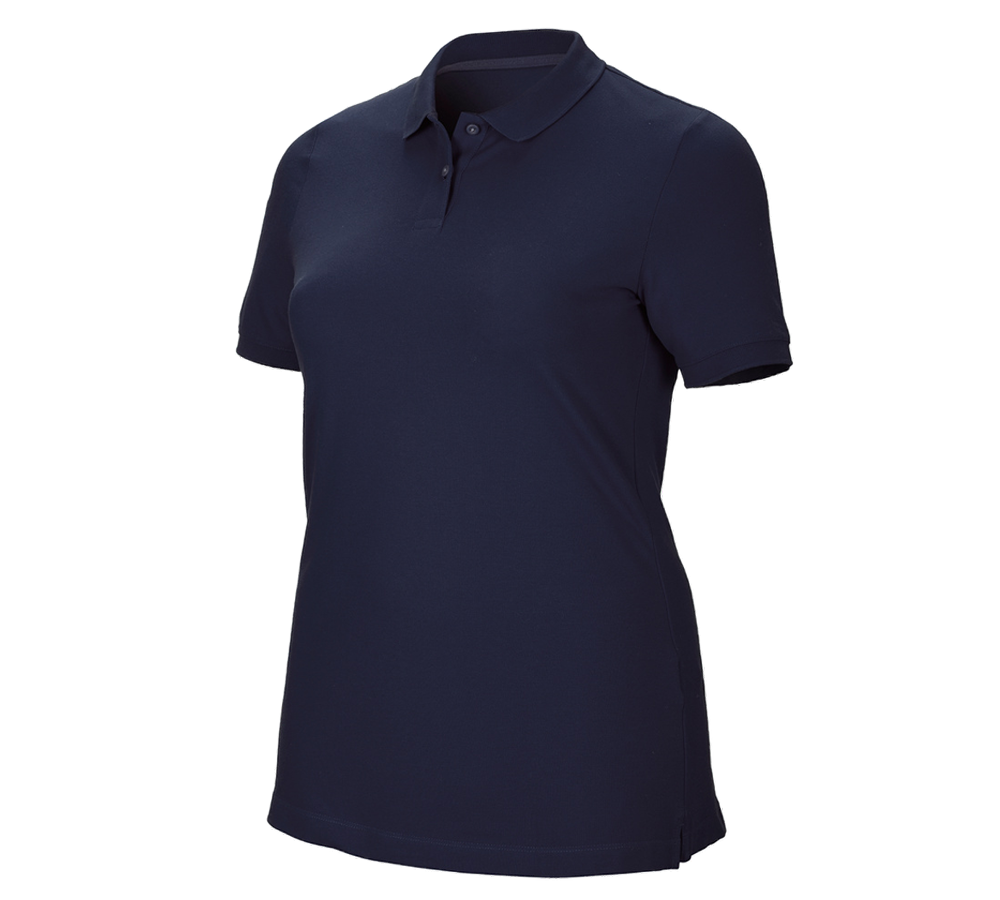 T-Shirts, Pullover & Skjorter: e.s. Pique-Polo cotton stretch, damer, plus fit + mørkeblå