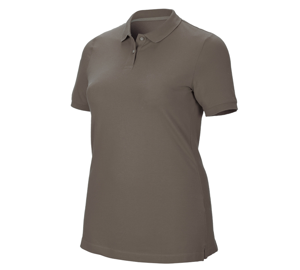 Gardening / Forestry / Farming: e.s. Pique-Polo cotton stretch, ladies', plus fit + stone