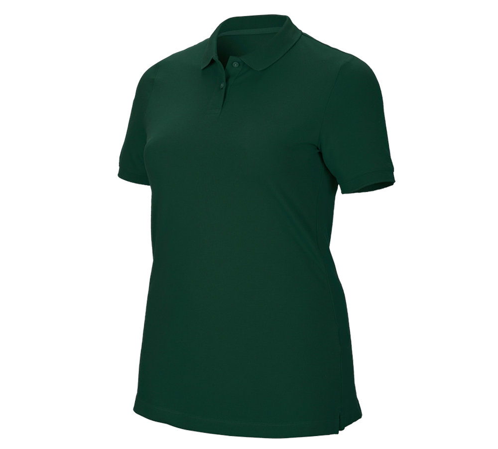 Gardening / Forestry / Farming: e.s. Pique-Polo cotton stretch, ladies', plus fit + green