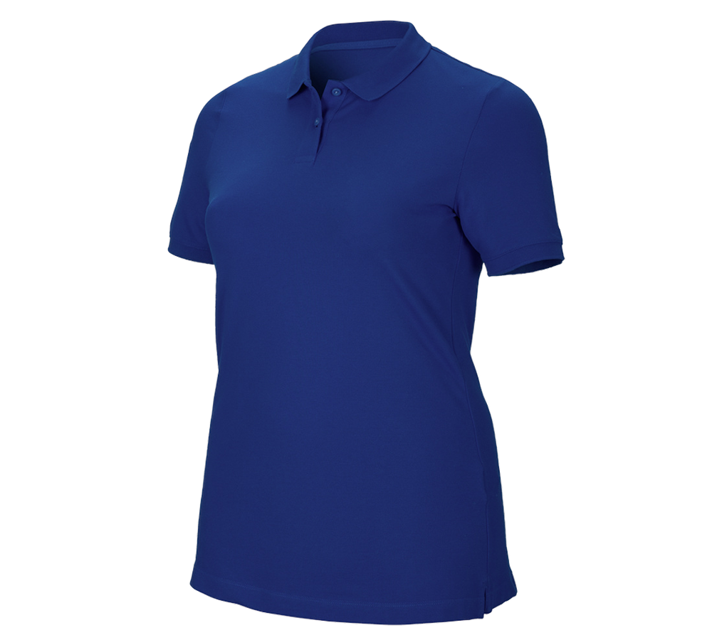 Gardening / Forestry / Farming: e.s. Pique-Polo cotton stretch, ladies', plus fit + royal