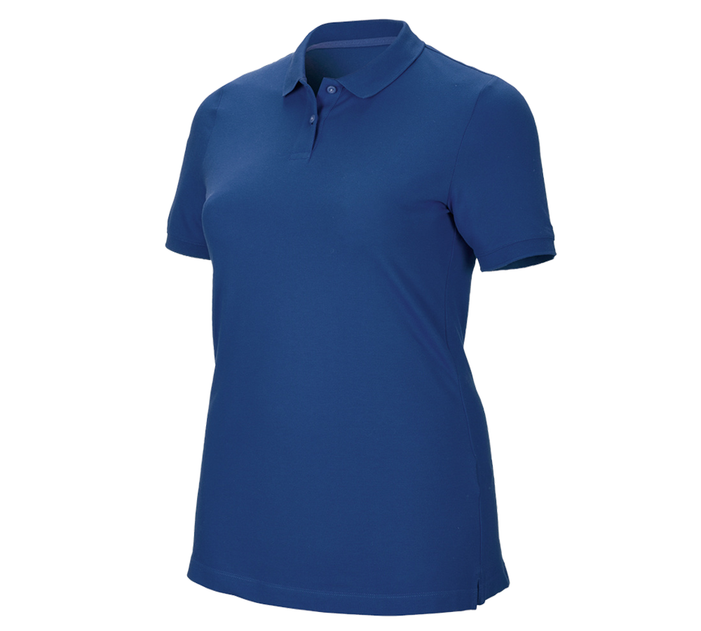 Gardening / Forestry / Farming: e.s. Pique-Polo cotton stretch, ladies', plus fit + alkaliblue