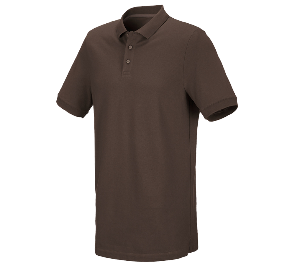 T-Shirts, Pullover & Skjorter: e.s. Piqué-Polo cotton stretch, long fit + kastanje