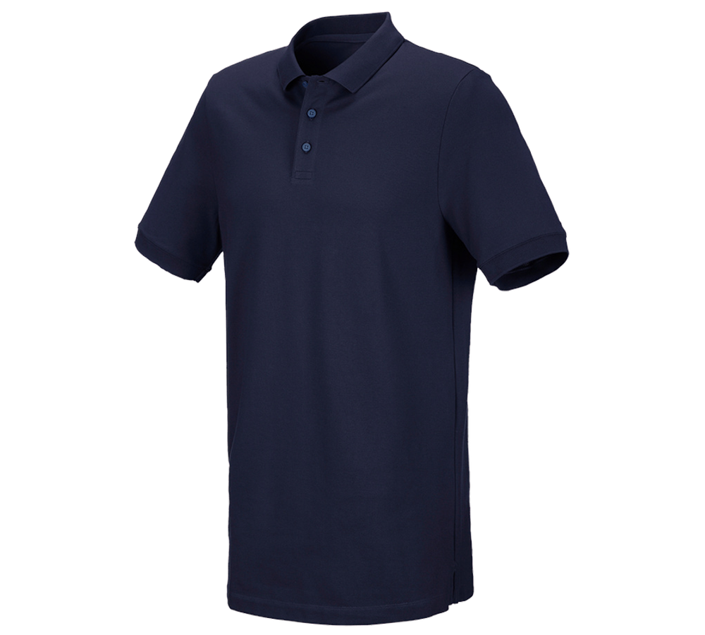 T-Shirts, Pullover & Skjorter: e.s. Piqué-Polo cotton stretch, long fit + mørkeblå
