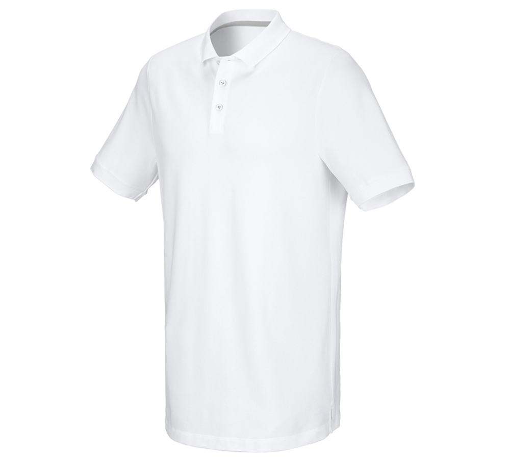 T-Shirts, Pullover & Skjorter: e.s. Piqué-Polo cotton stretch, long fit + hvid