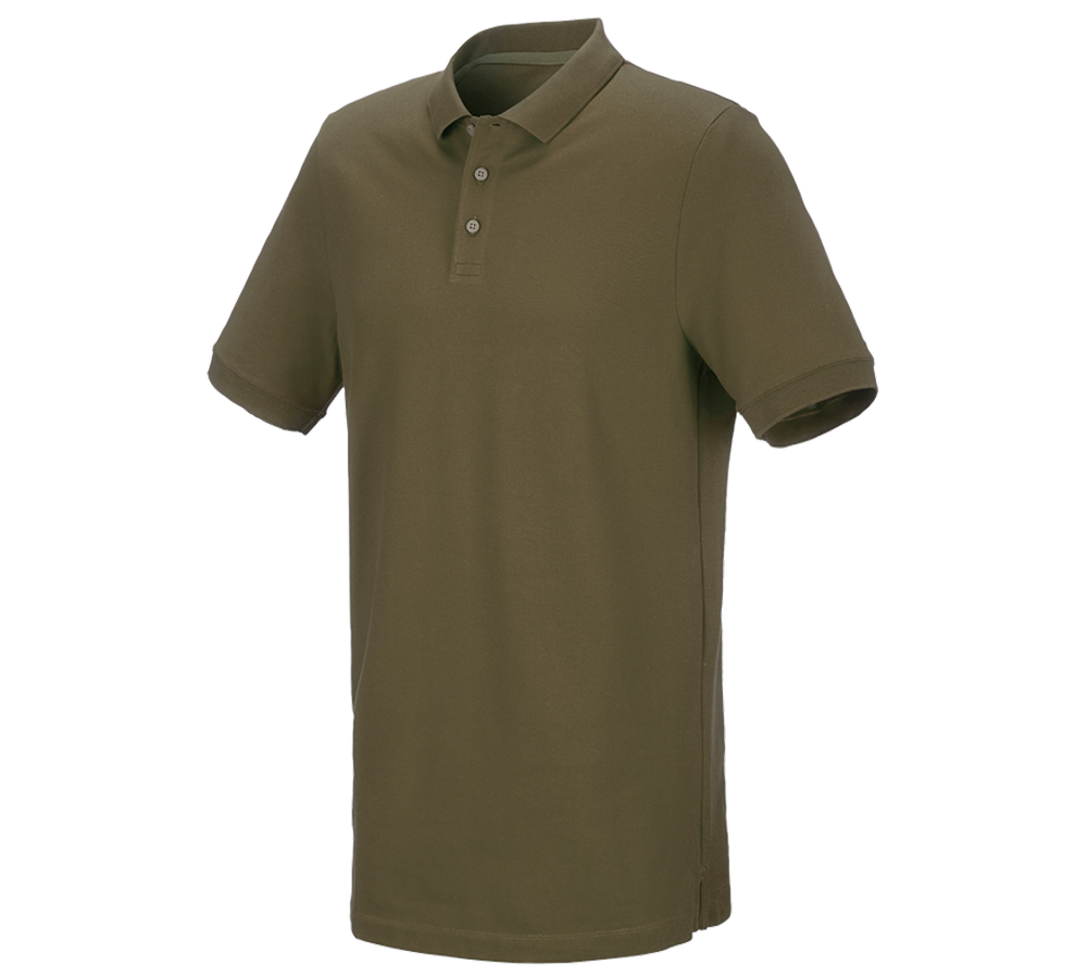 Shirts, Pullover & more: e.s. Piqué-Polo cotton stretch, long fit + mudgreen